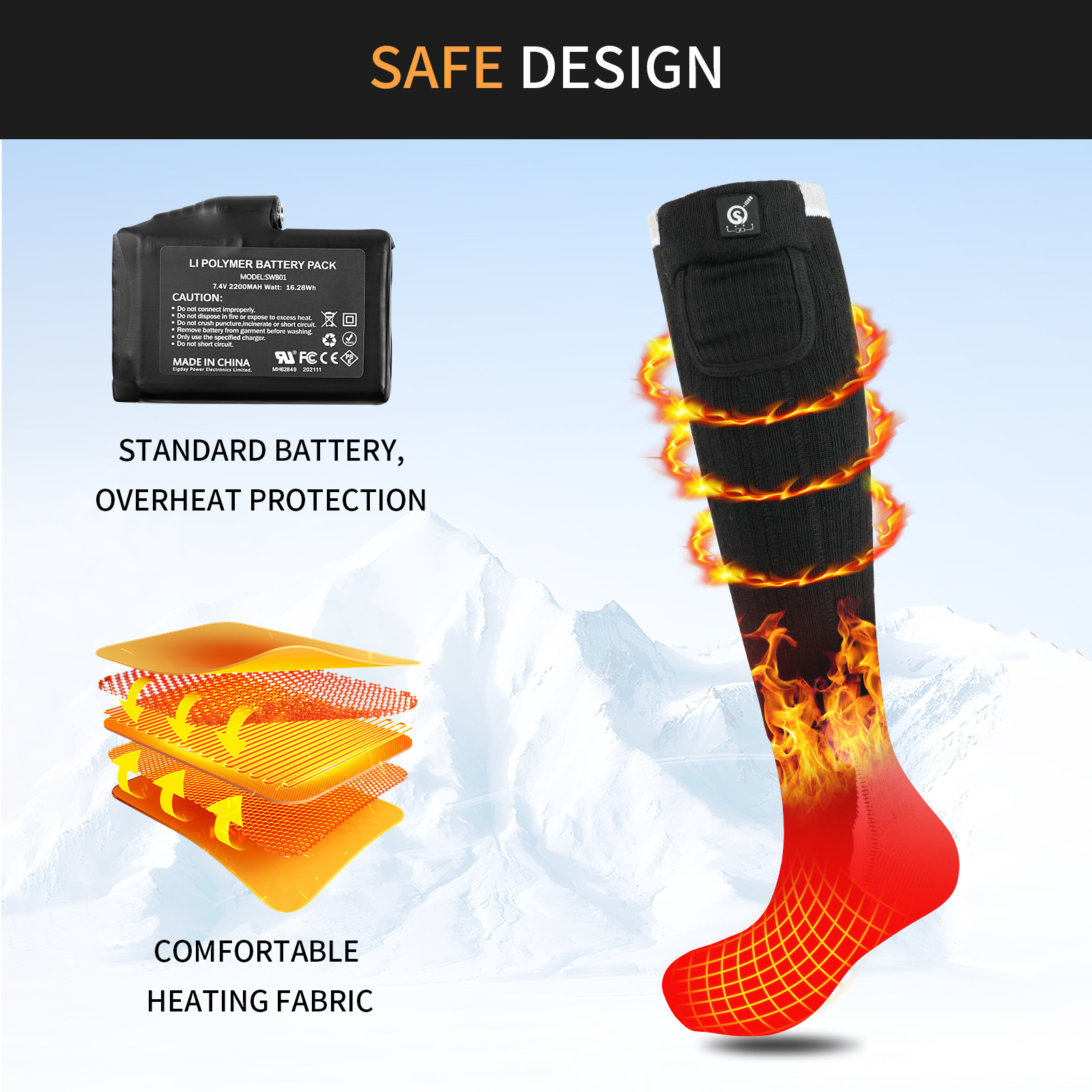SAVIOR Heated Socks for Men & Women Battery Socks Powered Thermal Ski Socks Winter Foot Warmer with Temperature Control Long Socks for Skiing Hiking Hunting Motorcycling Riding