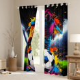 thumbnail image 3 of Erosebridal Soccer Graffiti Splash Black Out Curtains for Kids Teens,Boys Girls Sport Gamer Curtains Pack of 2 (42x63 Each),Breathable Home Decor, 3 of 6