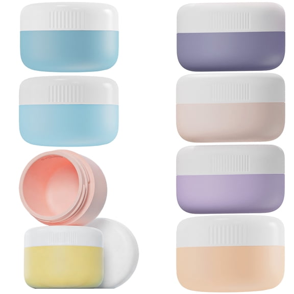 8 Pcs Silicone Cream Jars Set, 0.7 oz Mini Cosmetic Jars for Travel, Travel Containers for Toiletries, Wide Mouth Refillable Travel Moisturizer Container, Multicolor