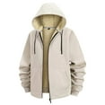 thumbnail image 2 of gbyLJF Men's Fleece Lined Hoodie Solid Color Open Front Sweatshirts Coat Warm Winter Zipper Hooded Jackets with Pockets, 2 of 5