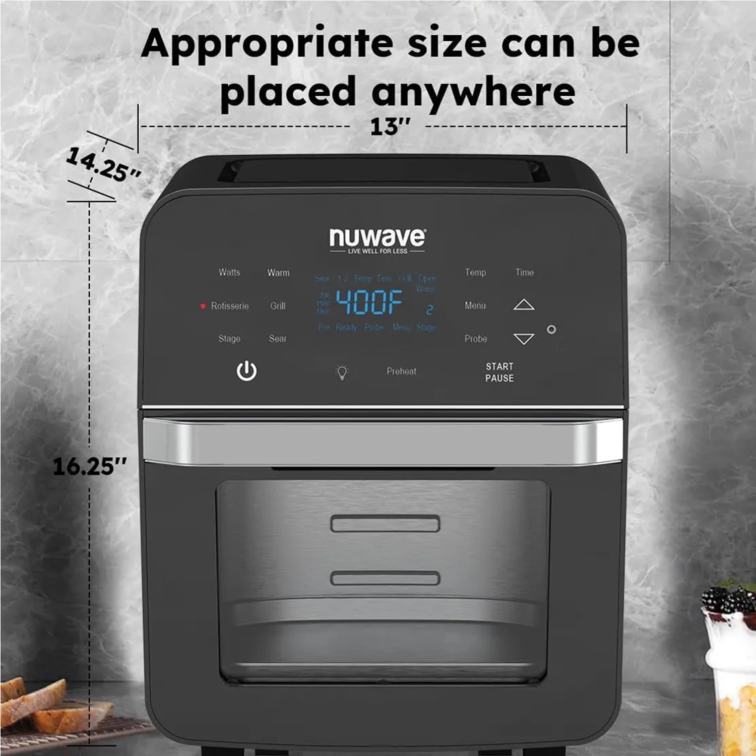 Nuwave Brio 15.5 QT Digital Air Fryer, X-Large Family Size Air Fryer Rotisserie Oven