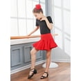 thumbnail image 2 of Girls Latin Dance Skirt with Built - in Shorts, Red Flared Hem Skirt for Dance Practice & Performance, 2 of 7