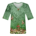 thumbnail image 3 of Susanny Womens Summer Tops Fashion V Neck Half Sleeve Oversized T Shirts Elbow Length Tee Shirts Casual Tops Loose Fit Light Green M, 3 of 6