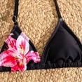 thumbnail image 4 of Nwiuh Women's 3 Piece Floral Thong Bikini with Sheer Overlay Swimsuit with Cover Up Skirt (Black, 11-12 Years), 4 of 8