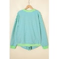 thumbnail image 5 of Southern Belle Striped Two Piece Outfit – Women’s Long Sleeve Top and Shorts with Pockets, M, 5 of 12