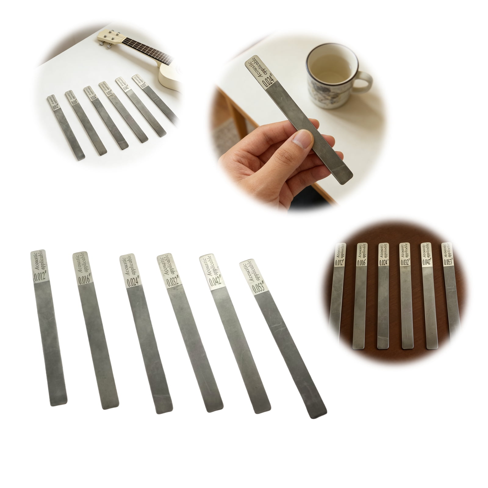 Hersfrd 6Pcs Guitar Nut Fret File Multifunctional Fret Crowning Files Slot Luthier Repair Tool Guitar Nut Frets Cleaning Tools for Electric Acoustic Guitars & Bass Care (Acoustic 12-53)
