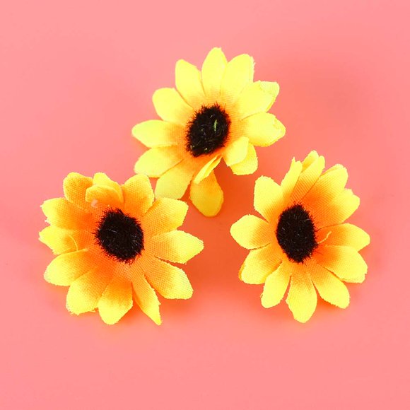 FENGGUIQU 200Ud Girasol Artificial De Plástico Para De Bodas Y Fiestas Color Amarillo