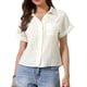 thumbnail image 1 of Camisa de botón INSPIRE CHIC para mujer, blusa de verano de manga corta y cuello, color blanco, ideal para trabajo casual, 1 of 6