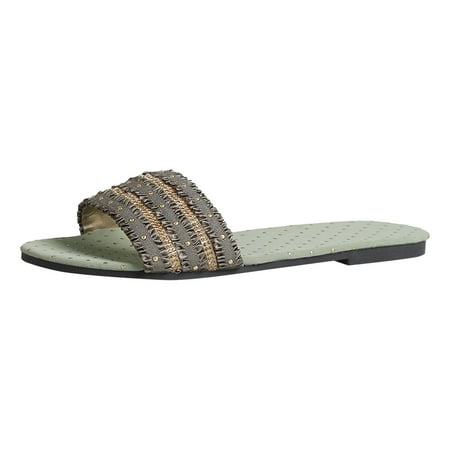

PMUYBHF Wedge Sandals for Women With Heel Women Shoes Comfortable Flat Slippers Fashion Soft Beach Sandals and Slippers Color Matching Massage Sole Flat Slippers