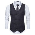 thumbnail image 2 of Aueoeo Suit Vests For Mens Cotton Comfy Soft Waistcoat Retro Sleeveless V Neck Herringbone for Prom Party, 2 of 6