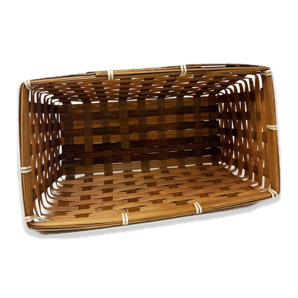 Premium Handmade 11" Honey Bamboo Rectangular Storage Basket – Countertop Organizer for Kitchen Pantry, Snacks, Bathroom Vanity, Entryway Catch-All by The Lucky Clover Trading