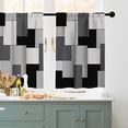 thumbnail image 5 of Kitchen Curtains and Valances Set 3 Piece Curtains 36 Inch Length Black Grey Geometric Modern Abstract Art Window Treatment Tiers for Bathroom, Abstract Small Cafe Curtains for Living Room, 5 of 5