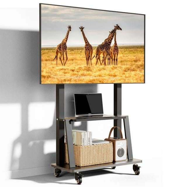 Soporte de TV portátil enrollable Duiliuu con estantes para televisores de 32 a 83 pulgadas