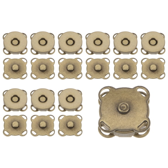 10 Sets Magnetic Snap 14mm Metal Fasteners for Clothing Purse, Bronze Tone