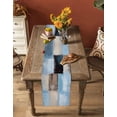 thumbnail image 5 of Ldtrchee Blue Brown Table Runner 48 Inches, Modern Abstract Art Geometric Bed Runner Dresser Scarves Tabletop for Indoor Outdoor Parties/Ceremony/Banquet, 13" x 48", 5 of 8