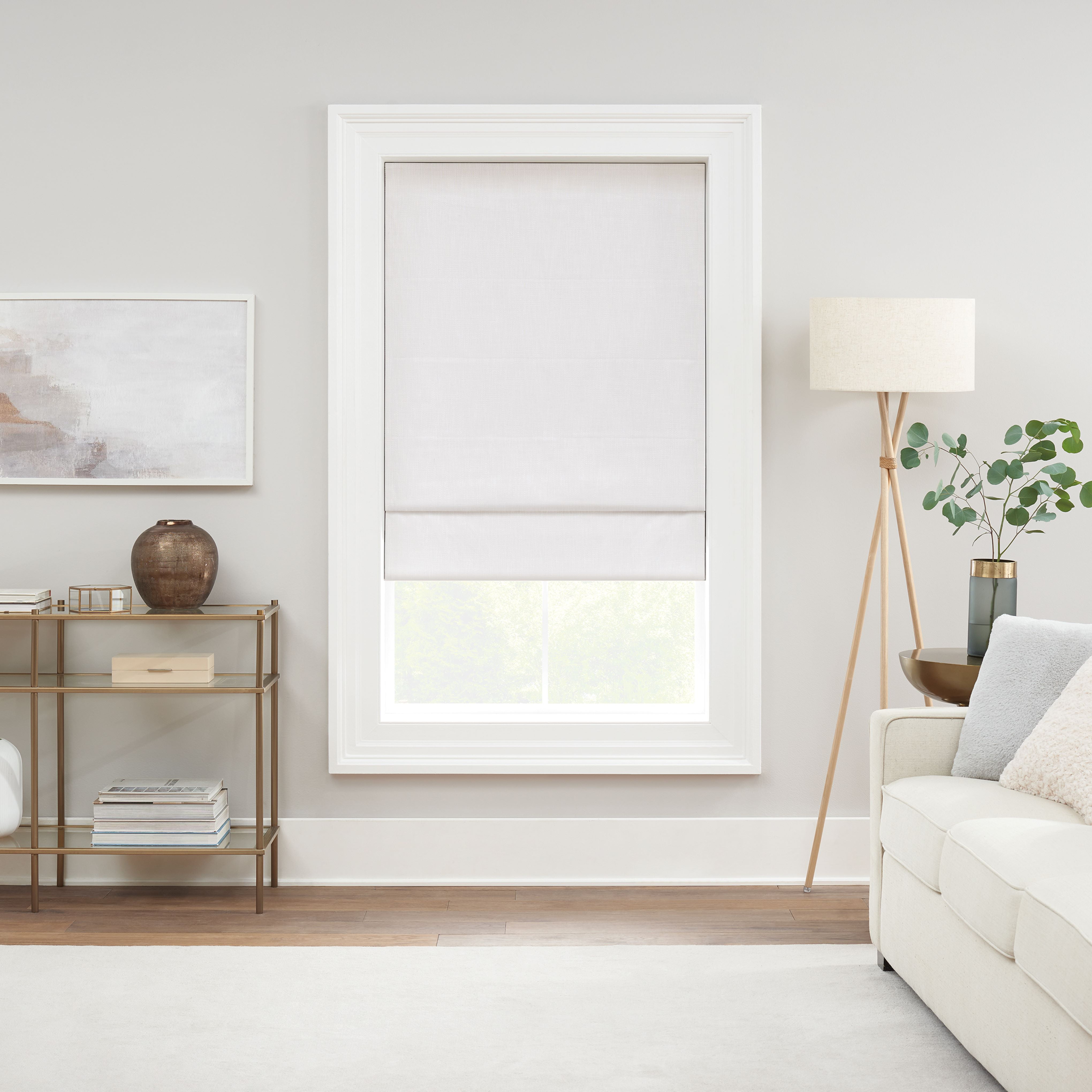 Eclipse Drewton Motorized 100% Blackout Cordless Roman Shade, 35"x64", White