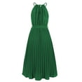 thumbnail image 7 of Usmixi Dresses for Women 2023 Tie Waist Flowy Pleated Swing Spaghetti Strap Formal Dresses Sleeveless HalterSolid Summer Long Sun Dress Green M, 7 of 7