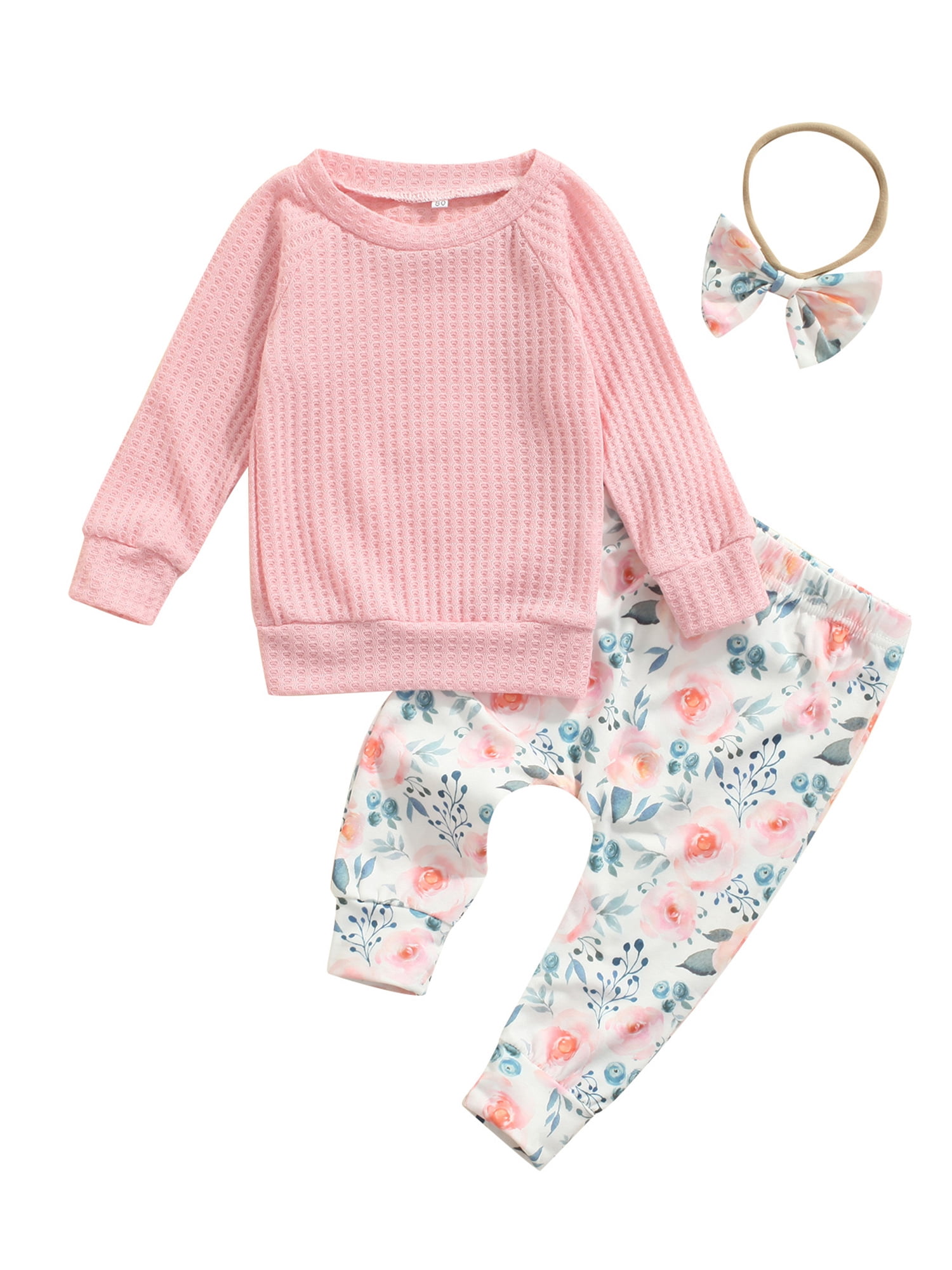 Gwiyeopda Newborn Baby Girl Long Sleeve Pullovers Tops+ Floral Pants+