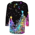 thumbnail image 5 of SELONE Christmas Shirts for Women Dressy 3/4 Sleeve Xmas Pullover Tops Christmas Tree Tees Blouses Christmas Themed Clothing Christmas Outfits Ideas Holiday Attire Party Collection Blue S, 5 of 5