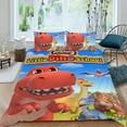 thumbnail image 2 of Pequeña Escuela de Dinos Conjunto de sábanas temático, trío de piezas, cómodo y amigable con la piel, diseño único, regalo de decoración para el hogar para familiares, amigos y fans, 90 cm * 190 cm, 2 of 6