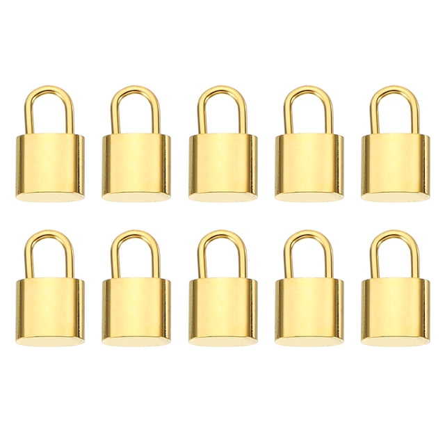 10 Piezas de Encanto de Candado, Mini Candado Colgante para Pulsera al por Mayor, Pequeños Colgantes de Candado 3D de Acero para Hacer Joyería, Pulseras, Collares y Aretes, Tono Dorado