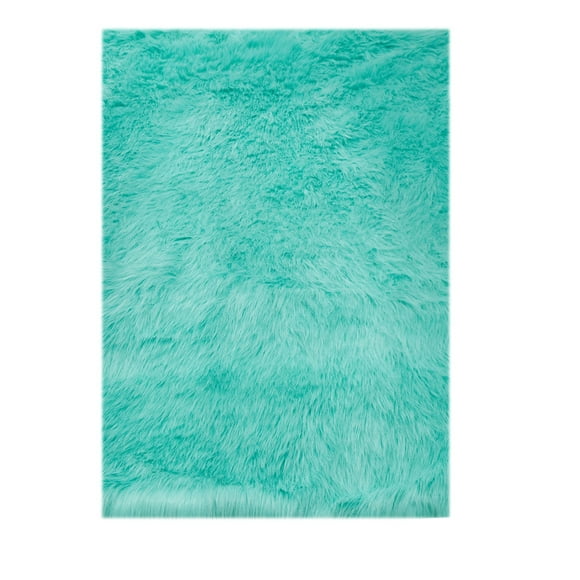 Mainstays Mint Faux Fur Rug Non-Skid Fluffy Floor Rug, 30"x46"