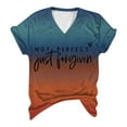 thumbnail image 3 of OSOLU Women Not Just Forgiven Gradient Letter Print Tops Short Sleeve V-Neck T-Shirt Tee Tops Cute Dailywear, 3 of 3