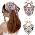 thumbnail image 1 of Pañuelo de crochet para la cabeza, pañuelo para el cabello, 2 piezas, bufandas de punto para el cabello, pañuelo para el cabello de ganchillo, pañuelo para la cabeza, pañuelos florales para el cabell, 1 of 5
