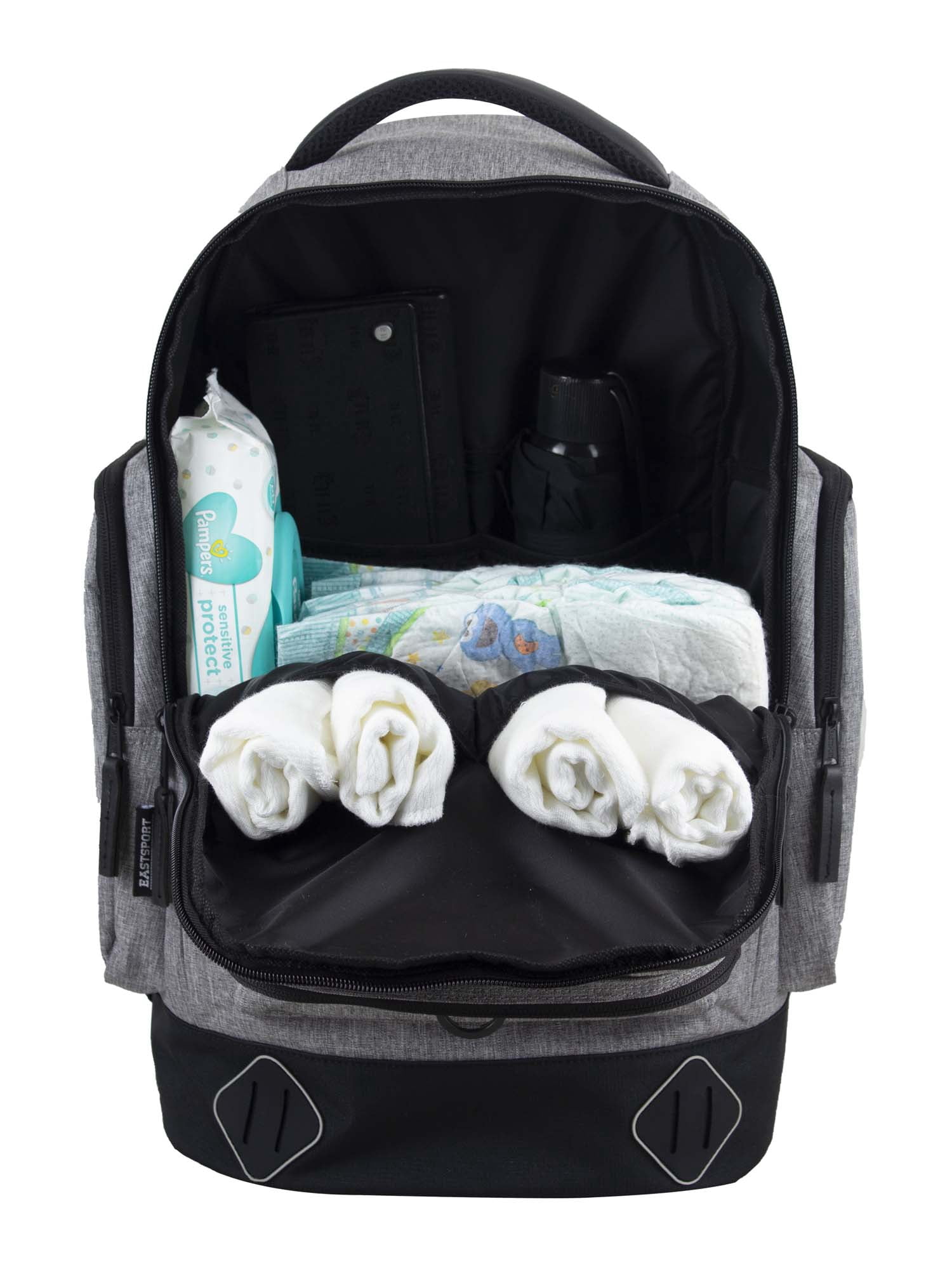 Eastsport Lenox Diaper Backpack Bag with Changing Pad, Grey