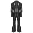thumbnail image 4 of Hansber Men's Long Sleeve Flared Jumpsuit Disco Dance Overalls Shiny Metallic 70s Retro Outfit Club Party Wear Black M, 4 of 7