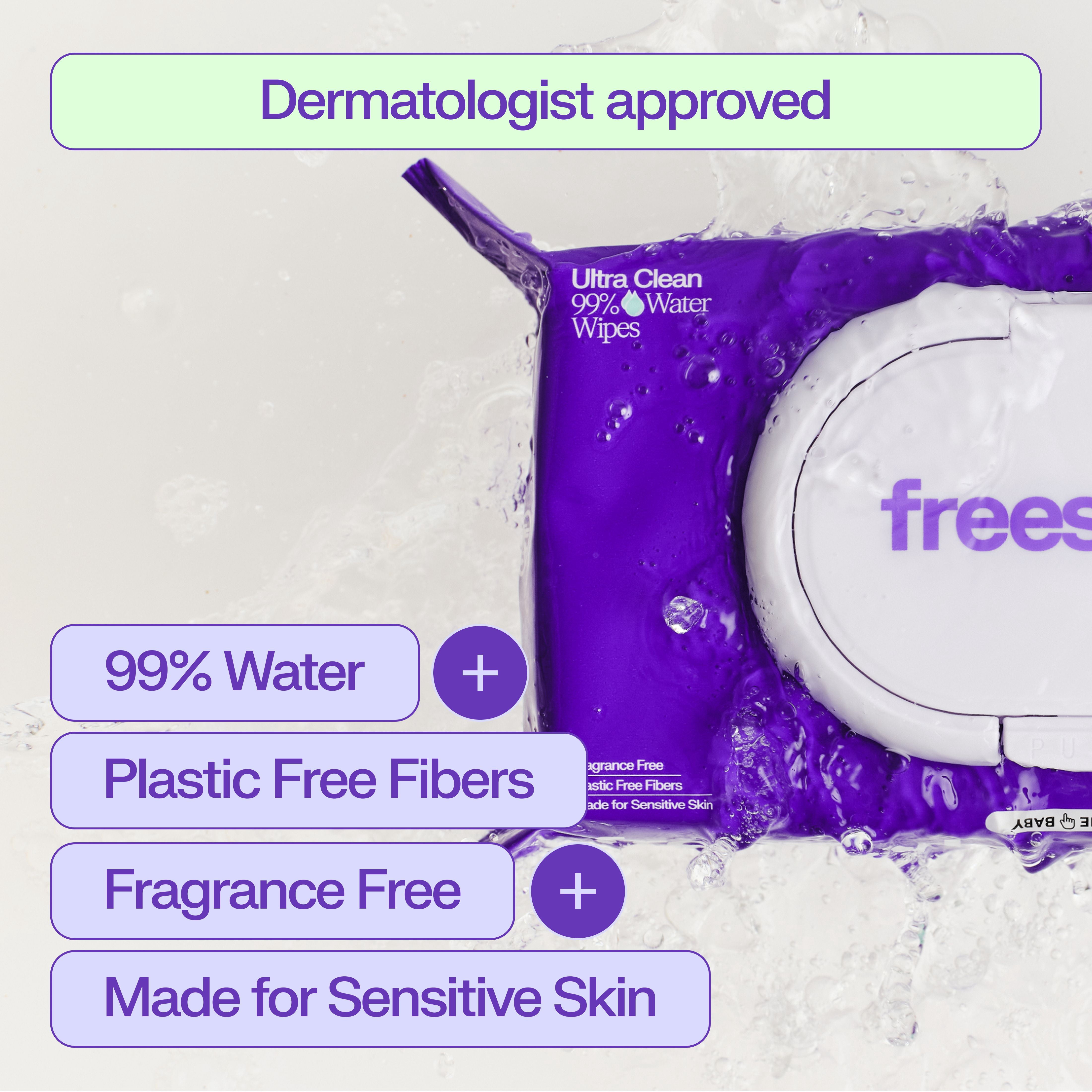Freestyle Soft Jumbo Baby Wipes for Sensitive Skin, Unscented, 3 Flip-Top Packs, 216 Total Count