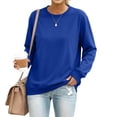 thumbnail image 3 of UDAUDU Sweatshirt for Women Fall Winter Casual Fleece Crewneck Oversized Sweatshirt Loose Fit Comfy Long Sleeve Comfortable Soft Pullover Tops Blue M, 3 of 8