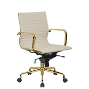 LeisureMod Harris Leatherette Office Chair With Gold Frame-Color:Tan