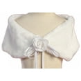 thumbnail image 2 of Little Girls Soft Furry Elegant Fur Shawl Shoulder Wrap Flower Special Occasion Ivory 2 (K23D2), 2 of 3