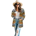 thumbnail image 2 of SCRAWLGOD Aztec Tribal Women Long Cardigans Lightweight Cow Print Sweatshirt for Women Long Sleeve Sweatshirt Cardigan Women Travel Breathable Womens Sweater Jacket Size XL, 2 of 7