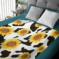 thumbnail image 3 of Sunflower Cow Tumbler Sunflower Plush Throw Flannel Nap Blankets for Travel Picnic, Bed, Sofa Warm Cozy for All Seasons Personalized Festival Gift Kid (50"X40"), 3 of 6