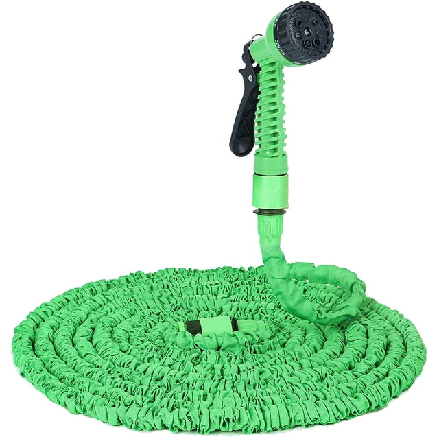 EIMELI Telescopic Hose 25ft Strongest Expanding Garden Hose with Triple Layer Latex Core & Latest Improved Extra Strength Fabric Protection for All Your Watering Needs Improved Design (Green)