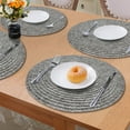 thumbnail image 4 of Furrygo Gray Placemats Set of 4, Washable Woven Vinyl Round Place Mats for Kitchen Dinner Table, Anti-Slip Heat Resistant PVC Table Mats,Easy to Clean, 4 of 7