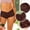 Brown, variant on Naittoop Women's Underwear Sexy V Waist Shorts Panties Lightweight Soft Scallop Sheer Lace Trim Underwear