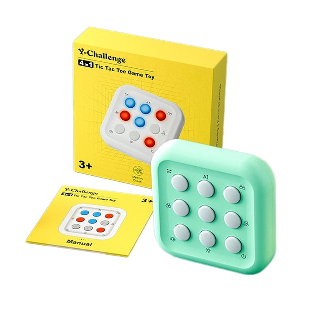 Green Multi Function Puzzle Game Portable Light And Memory Focus Training Desktop Arcade With 3 Games 9 Difficulty