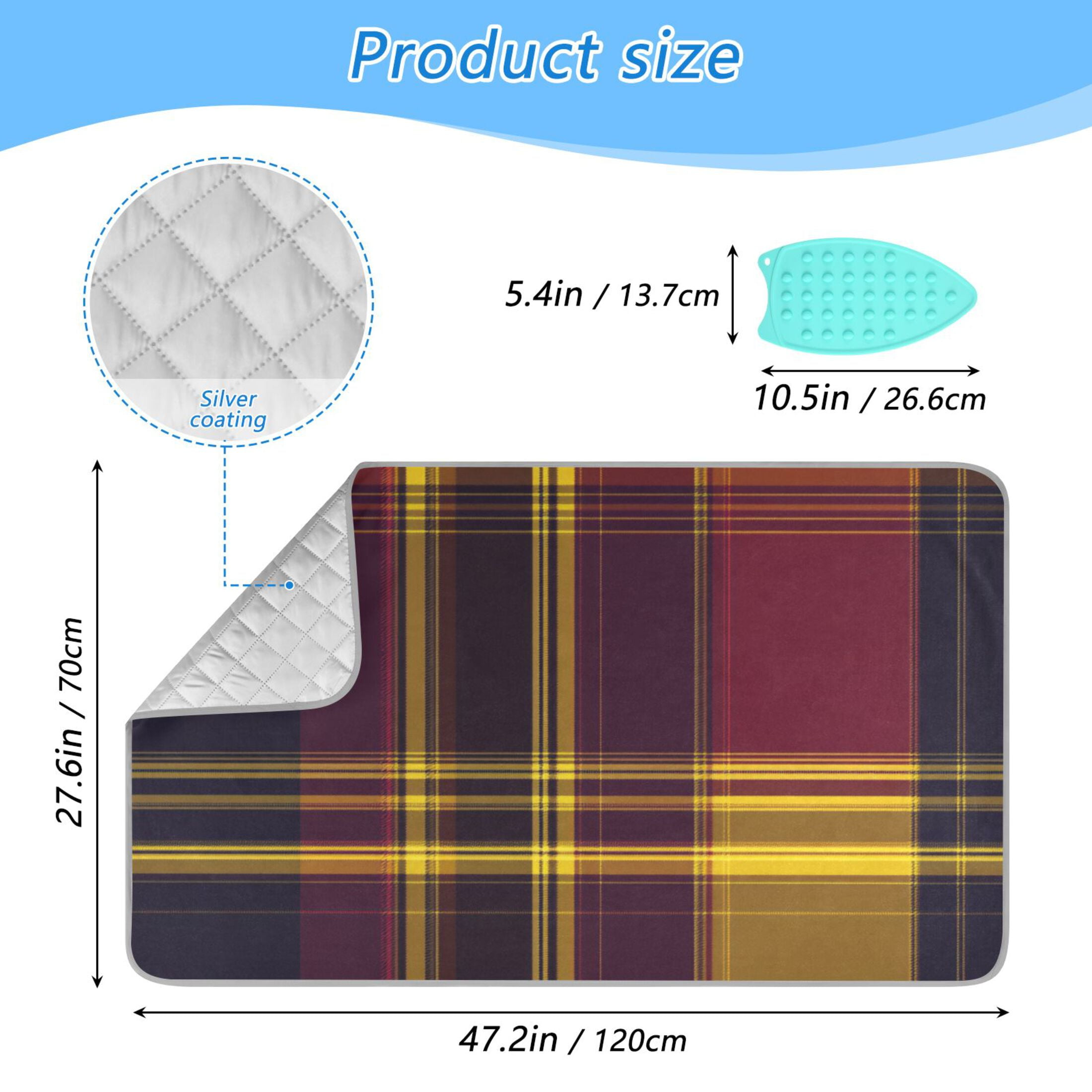Black Yellow Pattern Ironing Mat Blanket for Table Top Travel Portable Ironing Board Pad 47.2x27.6 Inch