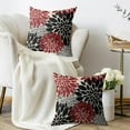 thumbnail image 3 of Black Red Pillow Covers 16X16 Inch Set of 2, Spring Summer Floral Dahlia Flower Cream Decorative Throw Pillow Covers Outdoor Modern Farmhouse Cushion Case for Home Couch Sofa Bed Decor, 3 of 5