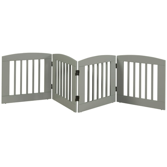 Camaflexi Ruffluv 4 Panel Expansion Pet Gate - Medium - 24"H - Grey Finish-Color:Gray,Finish:Gray,Material:Solid Wood,Style:Contemperary