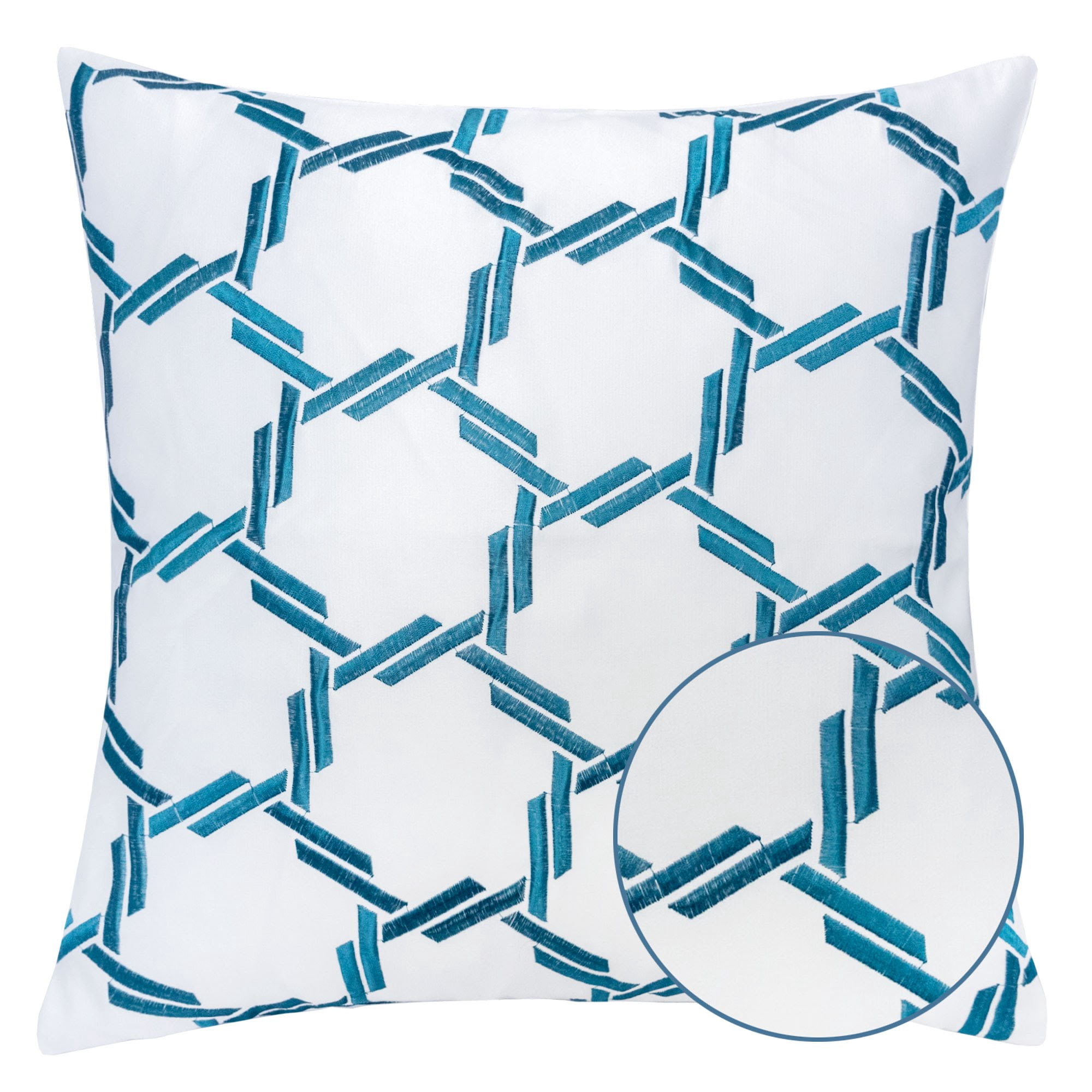 Aynslee White Geometric Polyester 20 in. x 20 in. Throw Pillow