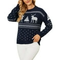 thumbnail image 1 of Chandail de Noël pour Femme à Col Rond, Blouse Duveteuse Décontractée en Tricot, Mi-Long, Fermeture, Manteau, Imprimé, Cardigan Chaud, Torsadé, Chandail Mode, 1 of 7