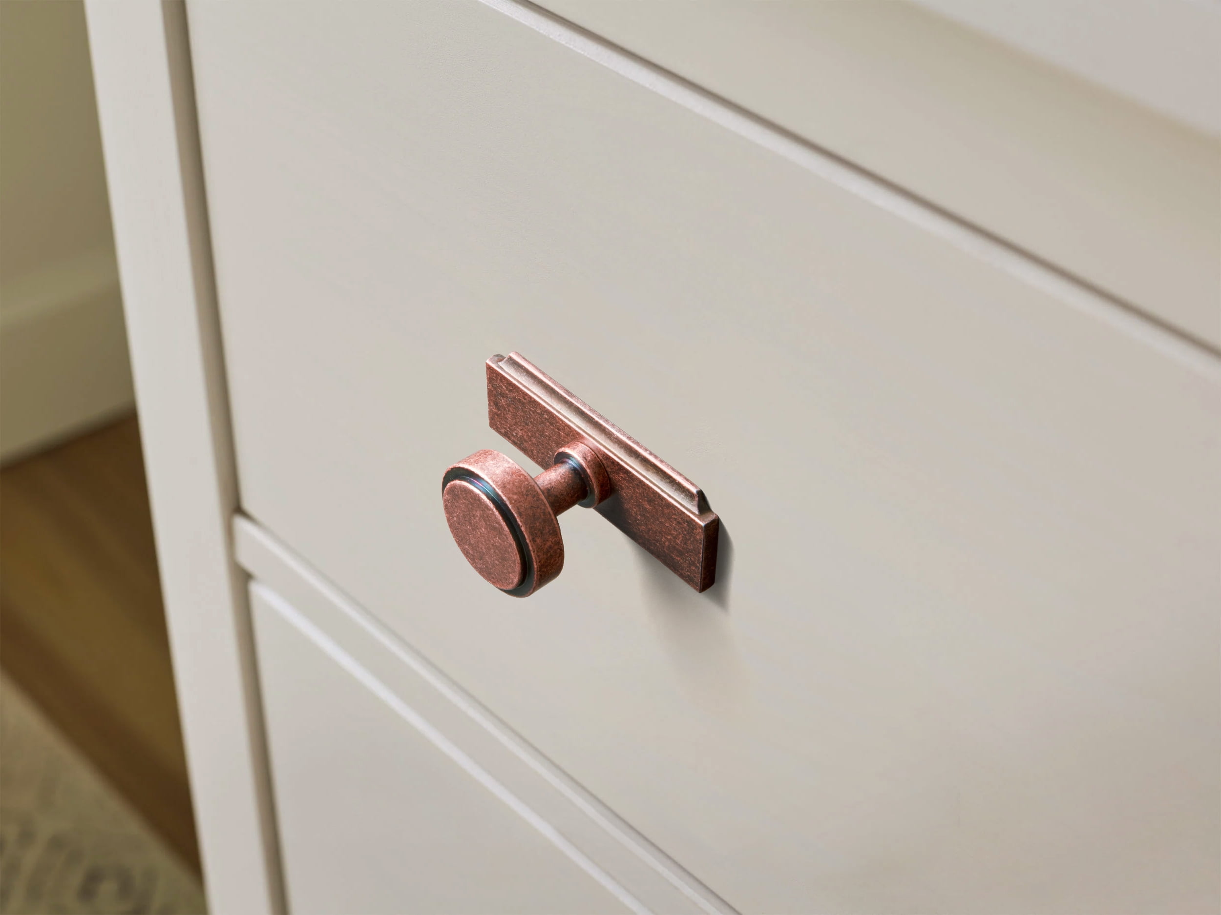 Goo-Ki Antique Copper Cabinet Drawer Knobs with Backplate, Zinc Alloy Kitchen Hardware,Modern Single Hole Bar Pull Handles for Cupboard Wardrobe,6 Pack (2503-G020)