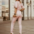 thumbnail image 5 of Odeerbi Jumpsuits for Women 2025 Trendy Solid Short Sleeve Zipper Bandage Pockets Button Jumpsuit Pink, 5 of 9