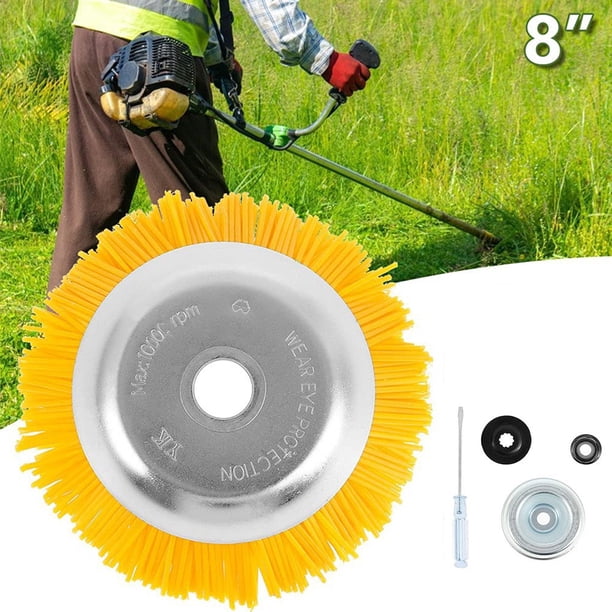 Cepillo de nailon para malas hierbas, cepillo cortador de cepillo redondo Universal, herramientas de jardín duraderas, 200mm x 25,4mm