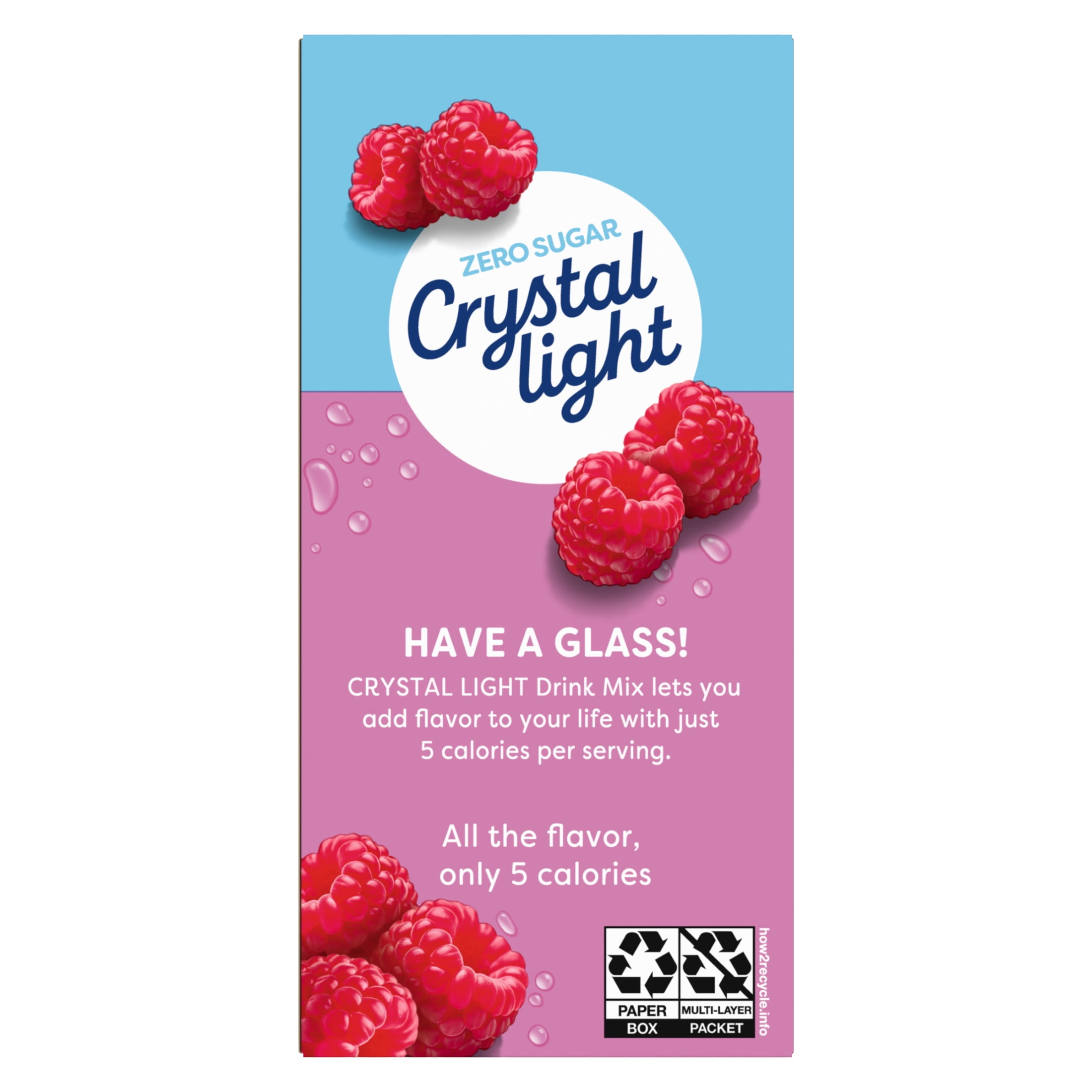 Crystal Light Drink Mix, 10 Packets, for Convenient On-the-Go Flavorful Hydration, Raspberry Ice Artificial Flavor, Zero Sugar, 0.6 oz