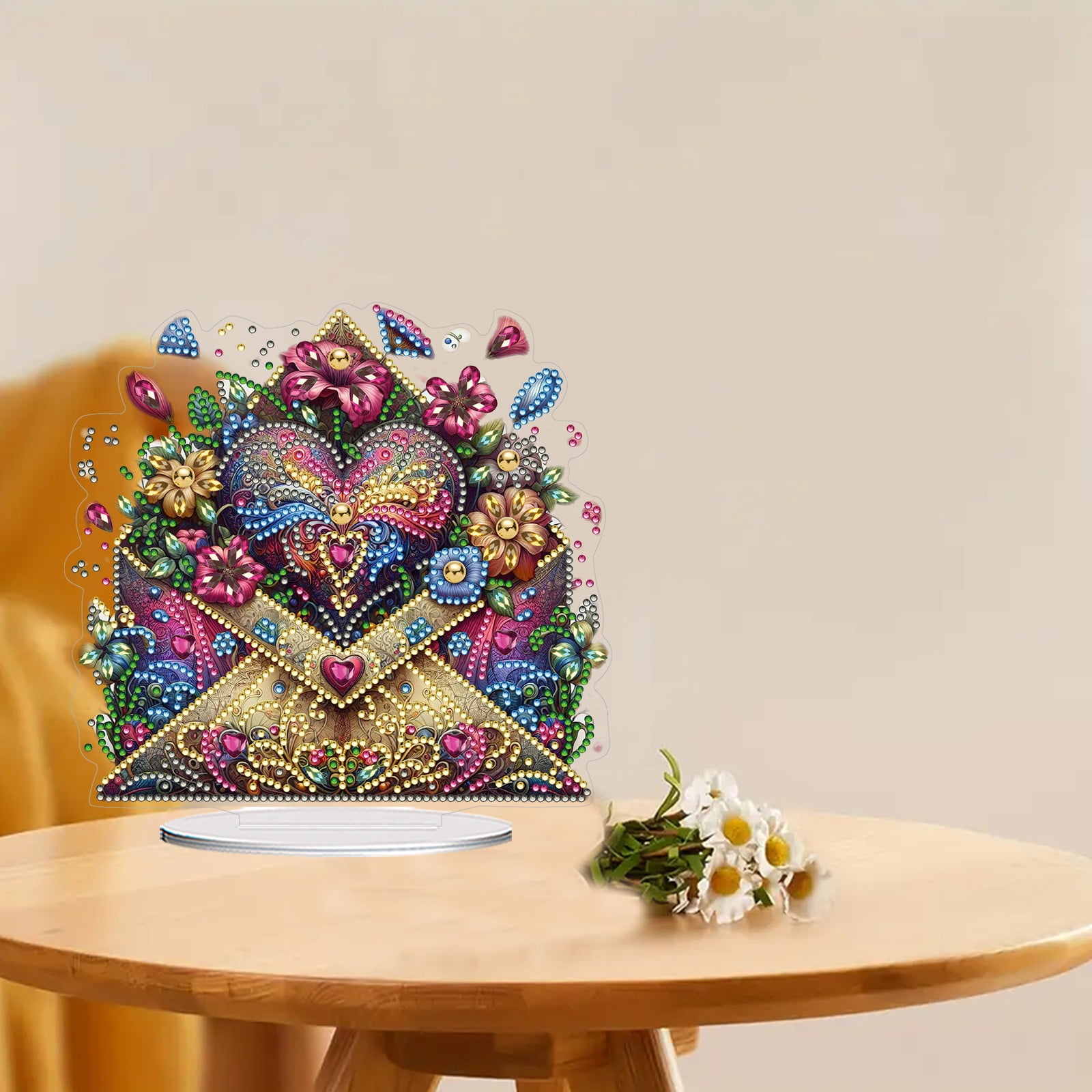 FLOPESN DIY Diamond Painting Art, exquisite and shiny patterns, size 8.26x8.26 inches, made of PVC material suitable for home and desktop decoration
